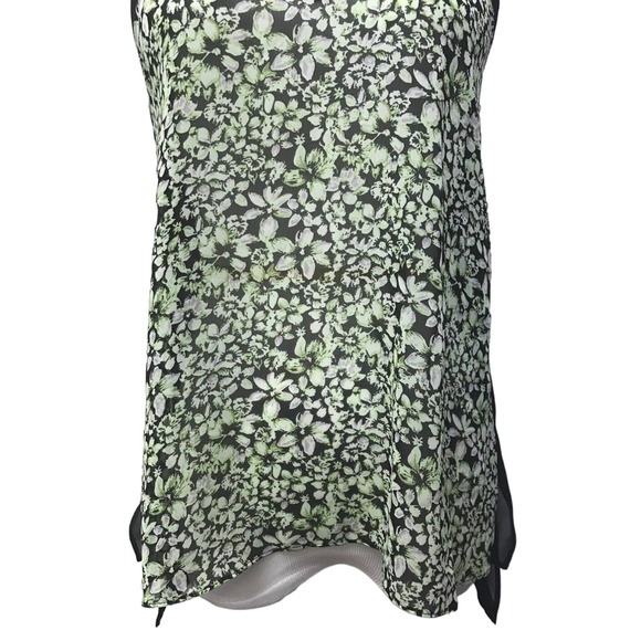 BCBGeneration Top Juniors XXS Black Green Floral Sheer Cross Back - Picture 4 of 8